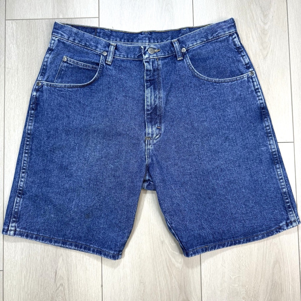 VTG Y2K Wrangler Denim Shorts Men's 36 Blue Relaxed Fit Carpenter Style USA‎
